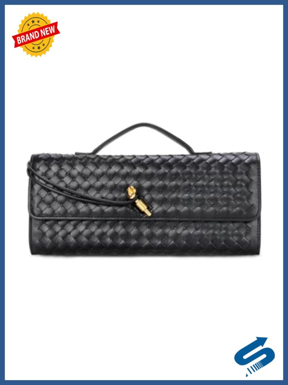 Woven PU Leather Evening Clutch Crossbody Shoulder Bag Satchel